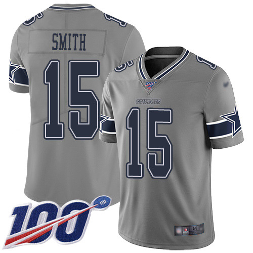 Men Dallas Cowboys Limited Gray Devin Smith #15 100th Season Inverted Legend NFL Jersey